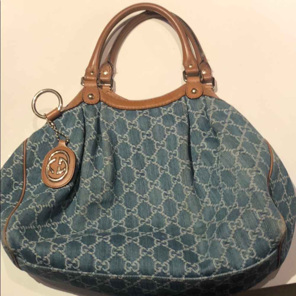 GUCCI medium denim Sukey Bag - Picture 2 of 8